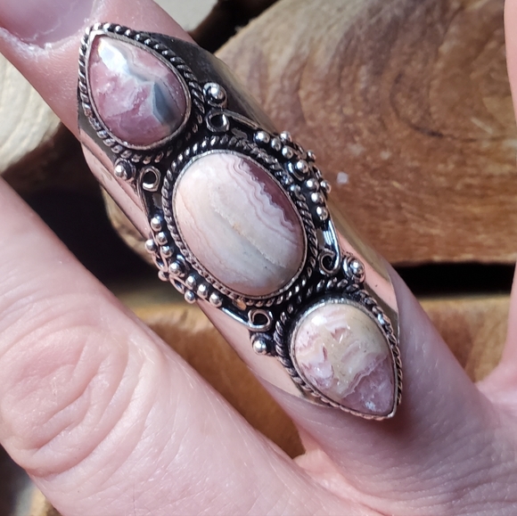 New Rhodochrosite 925 Silver Statement Ring. - Picture 16 of 16
